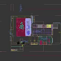 Modern Living and Dining Room Interior With Sofa Coffee Table Chandelier TV Rug and Painting