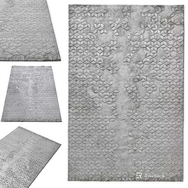 Square Carpet With Intricate Geometric Patterns And Soft Texture For Living Room 3d model