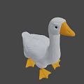 3D Game Character White Duck with Orange Beak and Feet on Green Background