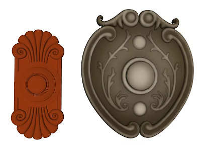 Public Facility Architectural Decorative Reliefs With Rectangular And Shield Shapes And Ornate Patterns 3d model