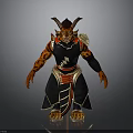 Mythical Man With Horns Red Skin And Black Outfit With Gold Details