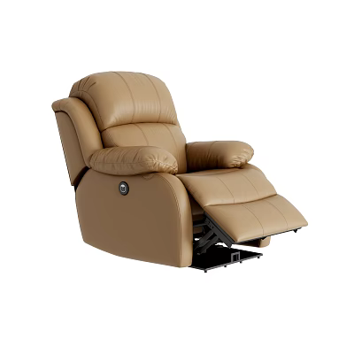 Brown Leather Massage Chair with Reclining Footrest and Comfortable Armrests Modern Design for Relaxation 3d model