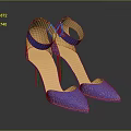 Blue High Heels With Stiletto Heels Ankle Straps And Orange Inner Lining