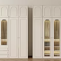 Elegant Modern Wardrobe Design With Arched Doors Glass Panels Drawers And Storage