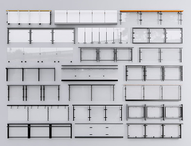 Modern Guardrail Glass Railing 3d model