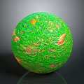 Plant Covered Green Sphere With Natural Texture And Orange Accents