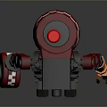 Red Helmet Robot Figure With Dark Torso Red Arm Bands Green Legs And Orange Joints