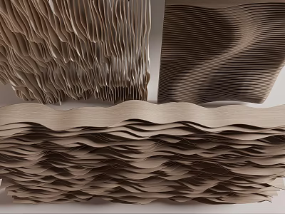 Elegant Wavy Layered Wooden Ceiling Design For Modern Interior Spaces 3d model
