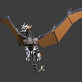 Mythical Flying Dragon With Mechanical Body And Brown Extended Wings 3d model