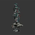 Sci Fi Armored Characters With Mechanical Drone Creature In White Background 3d model