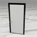 Modern Swing Door with White Panel and Black Frame on Marble Floor 3d model