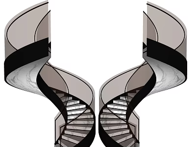 Elegant Modern Spiral Staircase Design With Curved Railings And Marble Steps 3d model