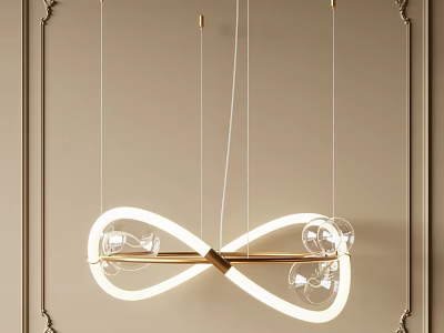 Elegant Modern Interior Chandelier Design With Golden Infinity Loop Frame And Glass Bulbs 3d model