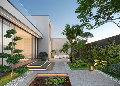 Courtyard Home Courtyard Villa Courtyard Waterscape Courtyard Landscape Leisure Courtyard Garden 3d model