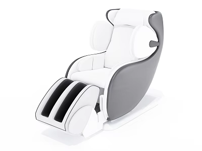 Modern White and Gray Massage Chair With Ergonomic Design And Leg Support 3d model