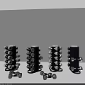 Multiple Dumbbell Racks With Stacked Dumbbells For Home Gym Equipment Storage Design