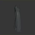 Gray Sleeveless Long Dress With Flowy Ruffled Hem Design 3d model