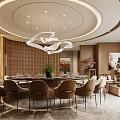 Luxurious Private Dining Room With Round Table And Modern Decor 3d model