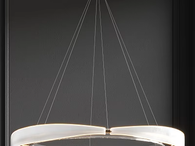 Modern Circular White Pendant Light With Hanging Strings For Interior Design 3d model