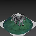 Gray Unicorn Game Movie Character With White Mane Tail Standing On Green Grass