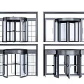 Various Revolving Door Designs Featuring Glass Panels and Metal Frames