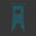 Charming Teal Wooden Stool With Heart Shaped Cutout And Unique Design