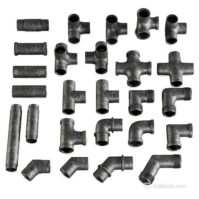 Assortment Of Different Metal Pipe Fittings Including Elbows Tees And Straight Tubes For Industrial Use 3d model 