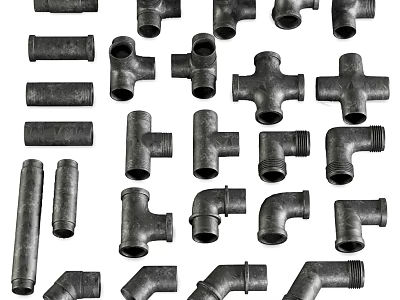 Assortment Of Different Metal Pipe Fittings Including Elbows Tees And Straight Tubes For Industrial Use 3d model