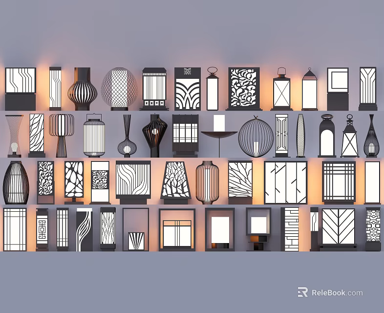 Outdoor Lights Featuring Various Modern Designs And Decorative Patterns For Exteriors 3d model 