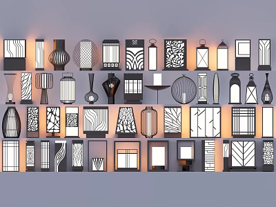 Outdoor Lights Featuring Various Modern Designs And Decorative Patterns For Exteriors 3d model