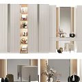 Modern Entryway Cabinet And Side Cabinet Design With White Finish Mirror And Decorative Storage