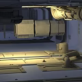 Animated Cartoon Scene With Mechanical Machinery Console Glowing Lights And Metal Frames