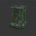 Weathered Stone Pillar With Sturdy Base Arched Decorations And Rustic Accents 3d model