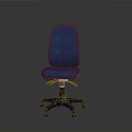 Blue Ergonomic Office Chair With Adjustable Caster Base And Comfortable Seat