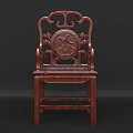 Traditional Chinese Style Mahogany Wood Single Chair With Intricate Carved Patterns