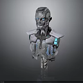 Futuristic Robot Bust With Metallic Body Blue Eyes And Glowing Tech Elements 3d model