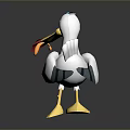 3D Seagull with White Body Yellow Beak Red Object in Mouth Yellow Feet Blue Wings