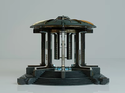 Black Ornate Architectural Structure With Columns Staircase And Dome 3d model