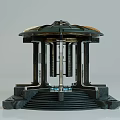 Black Ornate Architectural Structure With Columns Staircase And Dome 3d model