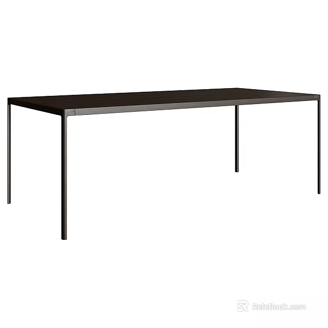 Sleek Modern Black Dining Table With Rectangular Top And Metal Legs Design 3d model