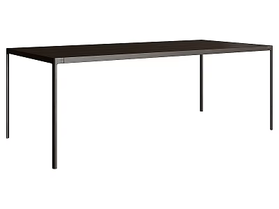 Sleek Modern Black Dining Table With Rectangular Top And Metal Legs Design 3d model