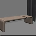 Modern Sleek Upholstered Ottoman Bench In Light Beige With Connected Design