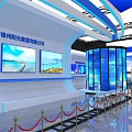 China Hangzhou Modern Exhibition Booth with Blue Theme Large Screen and Glass Doors