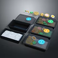 Black Divided Tableware Set With Multiple Food Trays And Colorful Compartments 3d model