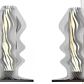 Modern Wavy Design Floor Lamps With White Shades And Black Copper Bases