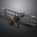 Vintage Biplane Model With Wooden Propeller Roundel Markings And Display Base