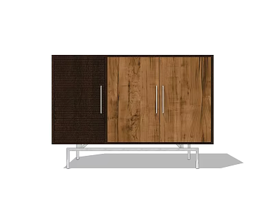 Modern Two Tone Wooden TV Stand With Metal Legs And Storage Cabinets 3d model