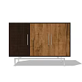 Modern Two Tone Wooden TV Stand With Metal Legs And Storage Cabinets