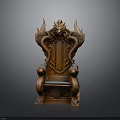 Ornate Wooden Chair With Intricate Dragon Carvings On Backrest And Armrests