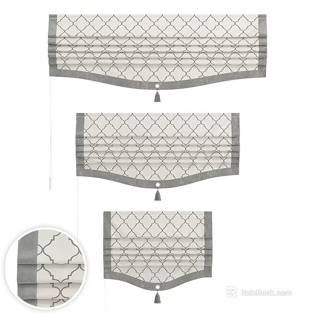 Elegant Roman Blinds With Diamond Pattern Various Design Styles And Neutral Tones 3d model